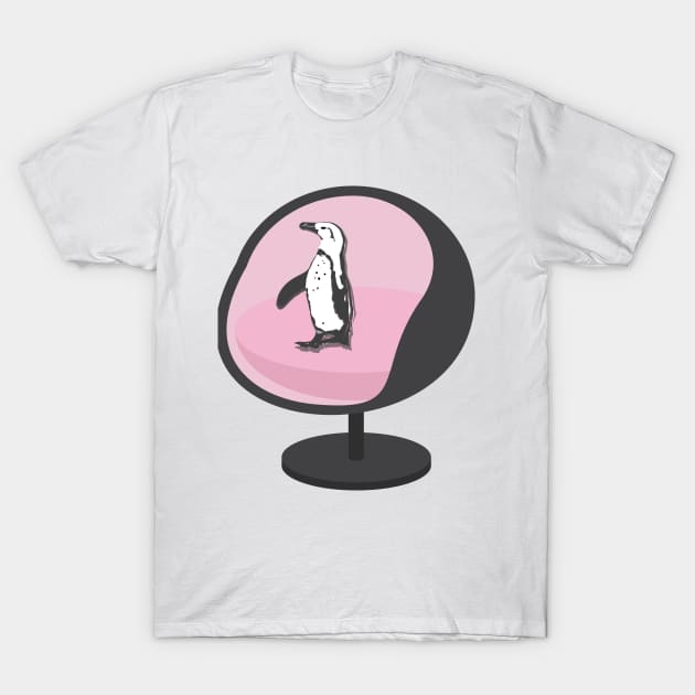 African Penguin Sitting on a Pink Egg Chair T-Shirt by Lisa Williams Design